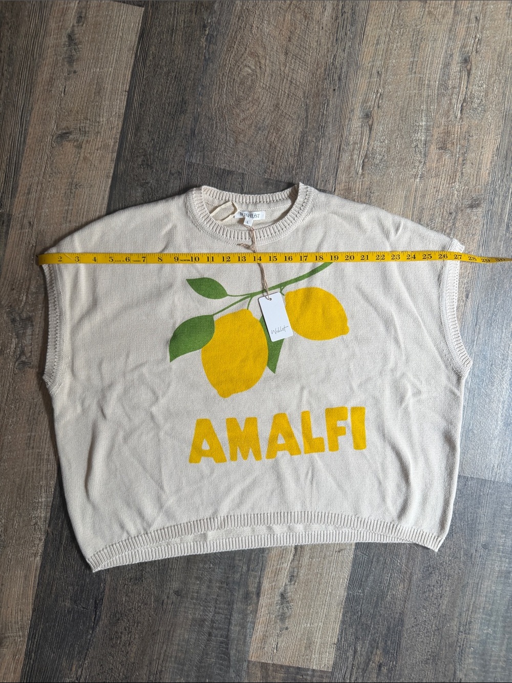 Wishlist Cream Knit Sweater with Yellow Lemon Graphic sz L NWT